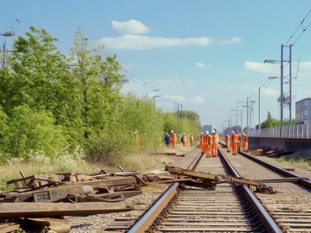 sound reduction fencing for railway construction site