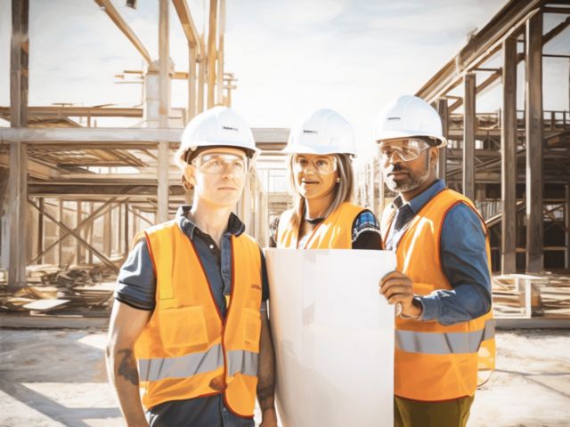 workers on noisy construction site